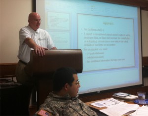 Mark Gerecht presents on Army counseling procedures and best practices to US National Guard trial defense lawyers
