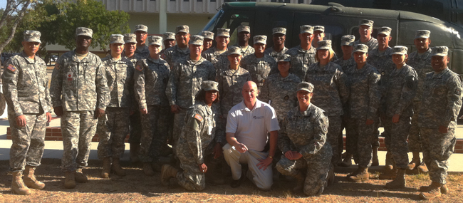 Mark Gerecht (Army counseling expert) poses with COL Hamilton, SGM Drumm, and NCOs of USA DENCOM