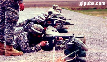 Soldiers at the shooting range for  a proficiency inspection