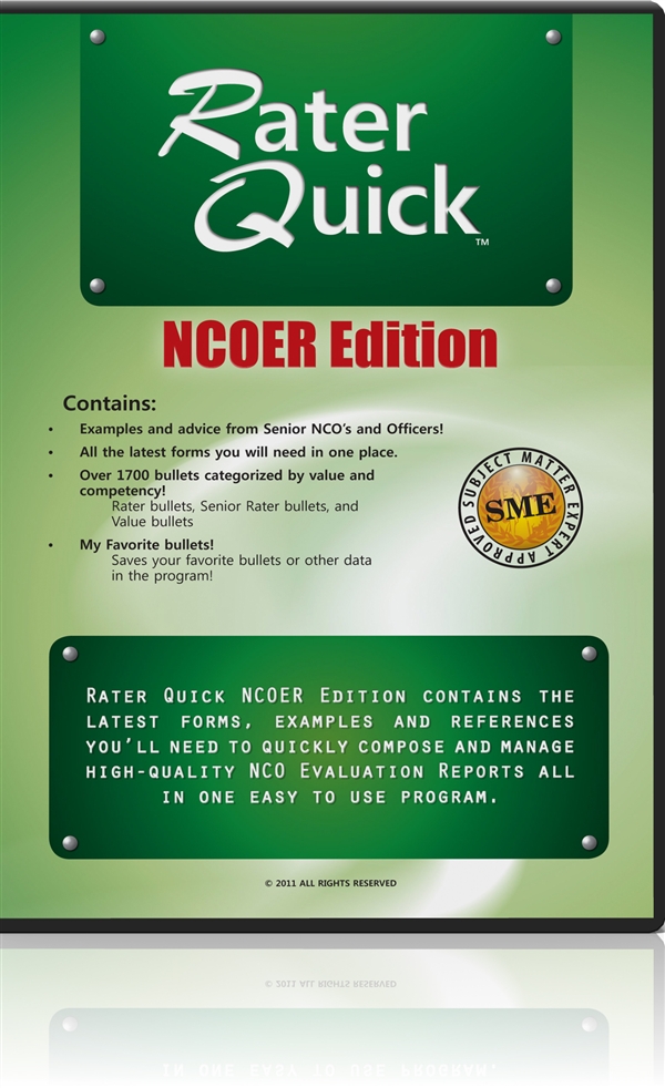 Rater Quick NCOER OER Evaluation Software